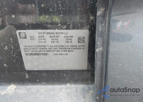 2017 Chevrolet Sonic Lt Auto from USA, damaged, VIN 1G1JD5SH9H4149321